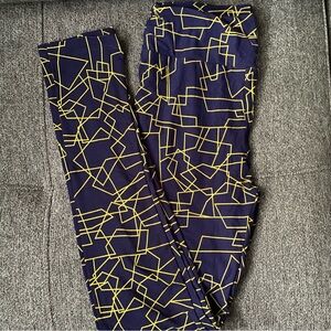 New LulaRoe OS Navy and Yellow Leggings